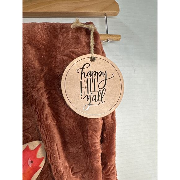 Happy Fall Yall embossed tassel throw blanket 50”x60” NWT  Very Soft on hanger - Picture 2 of 9